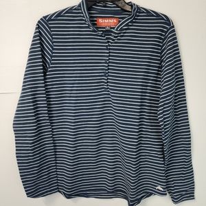 SIMMS Women’s Drifter Henley Striped Long Sleeve size Large Outdoor Fishing